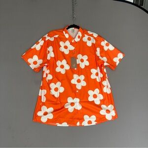 Hardaddy Hawaiian‎ Bowling Shirt Button Up  L Flower Colorful Travel  Beach NWT